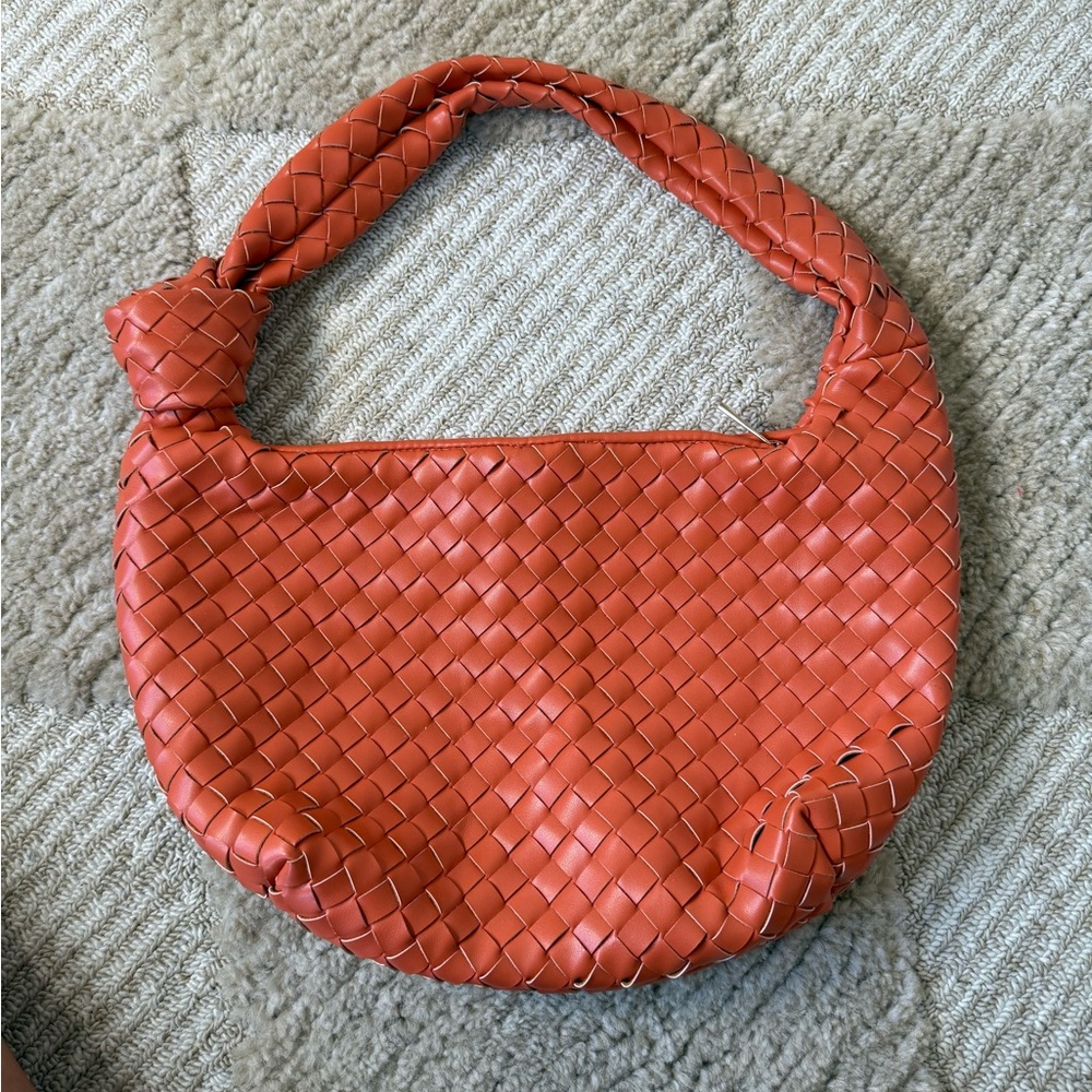 Orange Woven Shoulder Bag